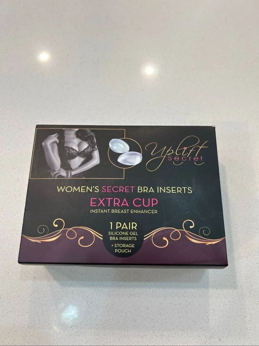 Uplift Secret Women's Silicone Bra Inserts with Storage Pouch White Medium NWT